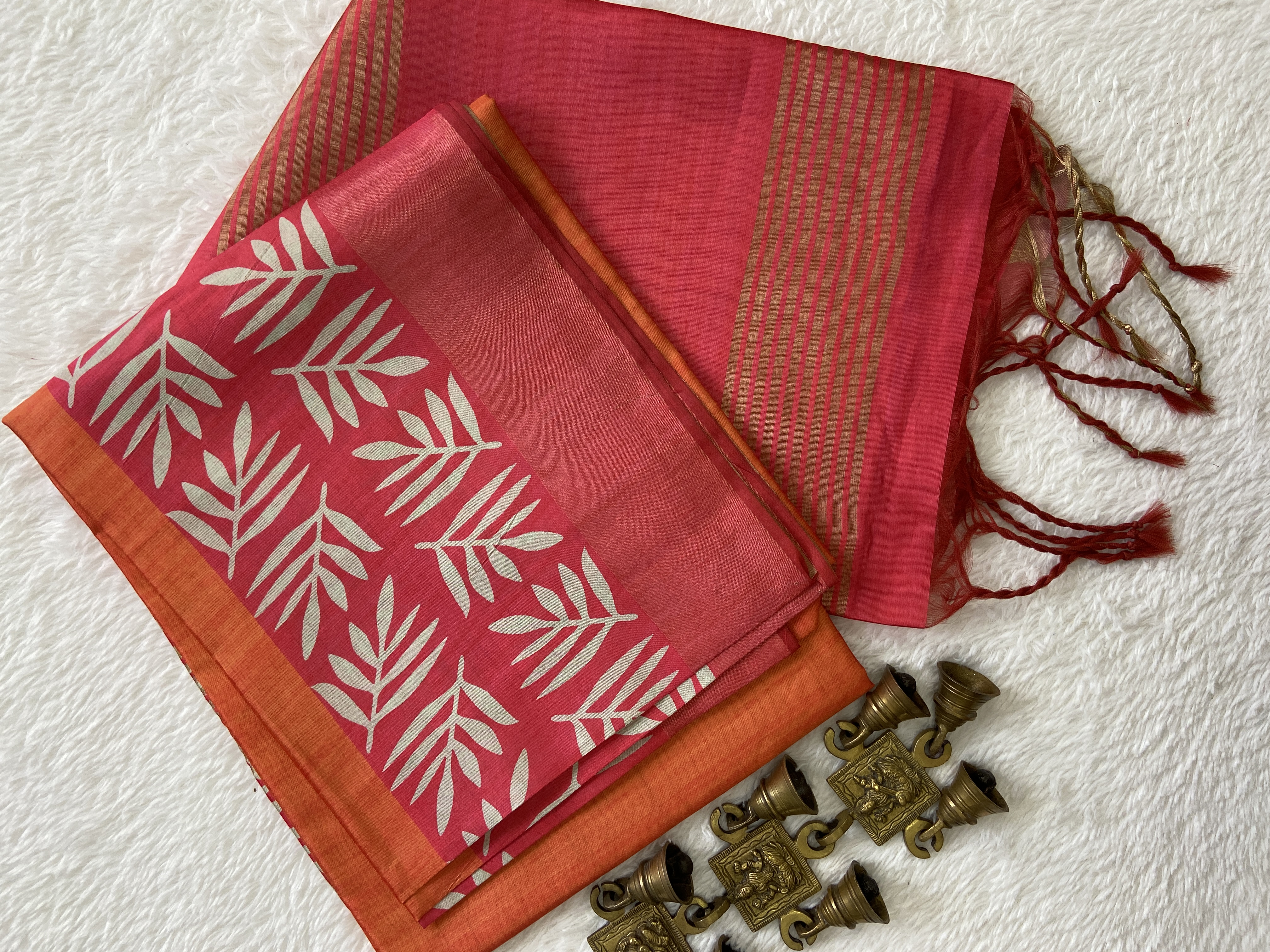 Soft Tussar Silk Saree (Pink), with Blouse Peice.png